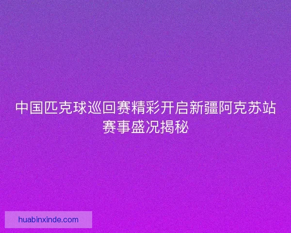 中国匹克球巡回赛精彩开启新疆阿克苏站赛事盛况揭秘