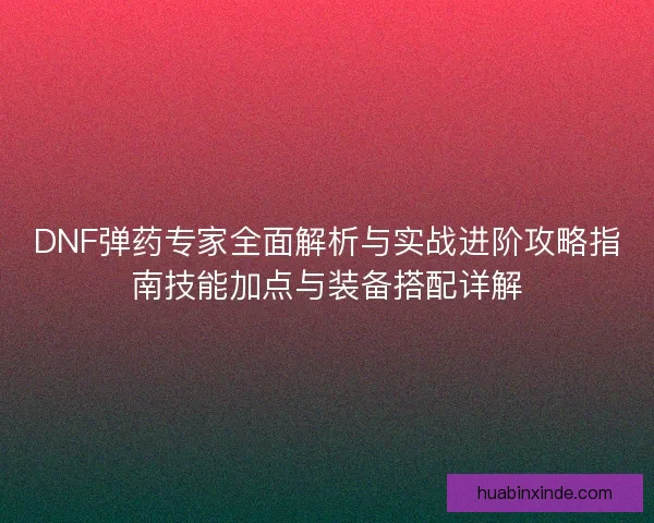 DNF弹药专家全面解析与实战进阶攻略指南技能加点与装备搭配详解
